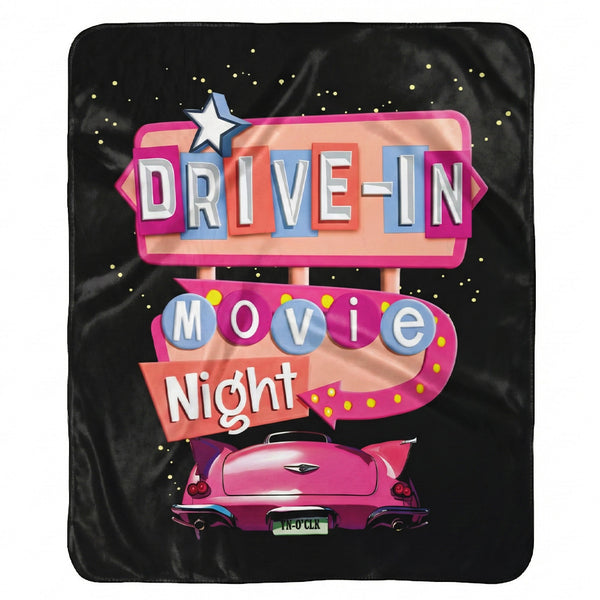 Retro Movie Night Plush Sherpa Throw Blanket