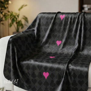 Playing Cards Black & Pink Plush Sherpa Throw Blanket