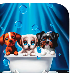 soft sherpa blanket with 'Puppy Bath Time' design