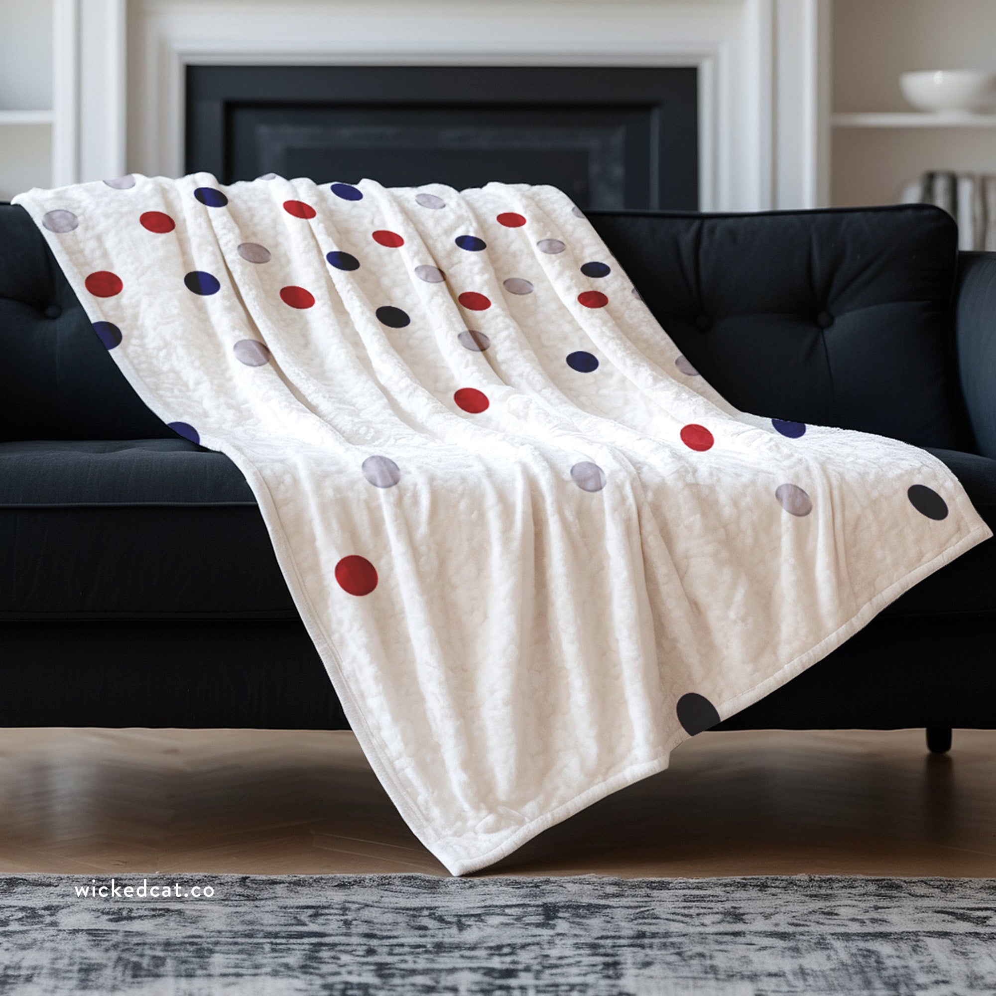 American Polka Dots Patriotic Chic Shimmering Throw Blanket