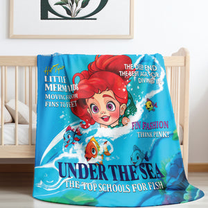 soft sherpa blanket with 'Little Mermaid Illustrated' design