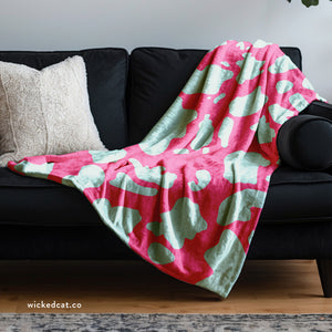 Pink & Mint Green Animal Print Decorative Throw Blanket