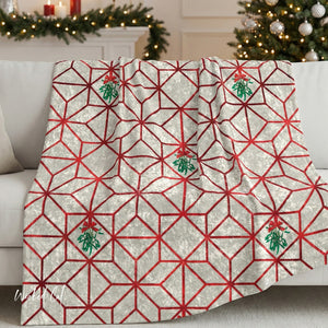 Art Deco Throw Blanket Christmas Mistletoe Holiday Decor