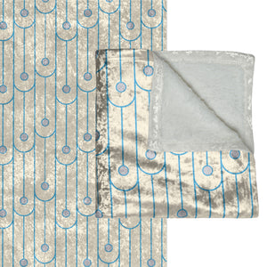Soft sherpa blanket with 'Blue & White Art Deco Decorative Throw' design