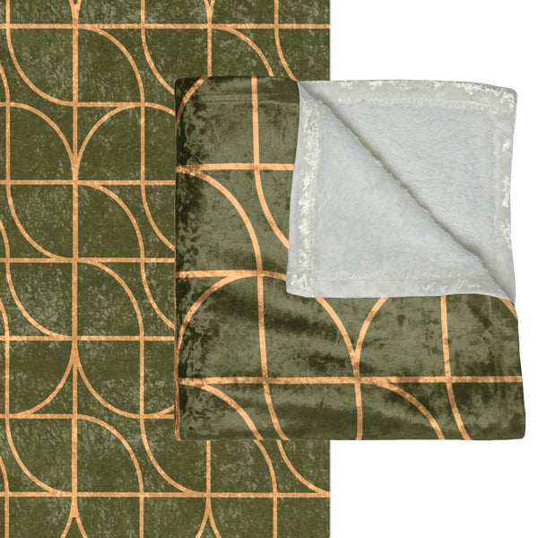 Green & Gold Art Deco Decorative Throw Blanket