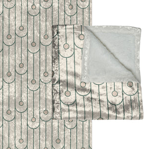 Soft sherpa blanket with 'Green & White Art Deco Decorative Throw' design