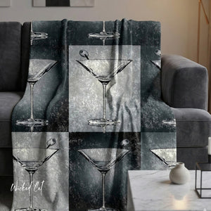 Black and White Martini Pop Art Throw Blanket