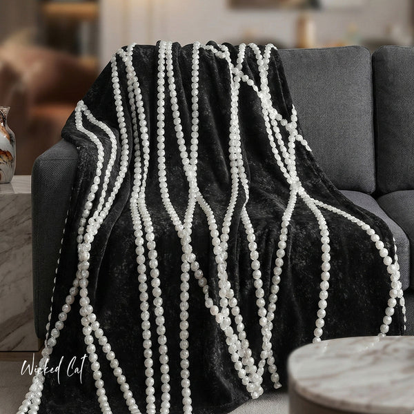 Black & White Pearls Throw Blanket