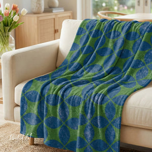 Blue & Green Art Deco Decorative Throw Blanket