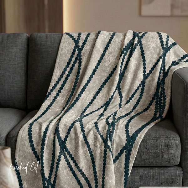 White & Blue Azure Pearls Decorative Throw Blanket