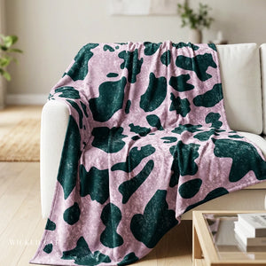 Soft sherpa blanket with 'Lilac & Blue Animal Print Decorative Throw' design
