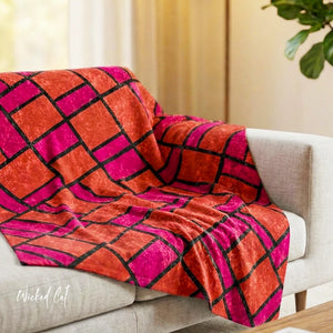 Soft sherpa blanket with 'Pink & Orange Modern Decorative Throw' design