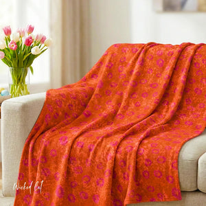Soft sherpa blanket with 'Orange & Pink Modern Decorative Throw' design