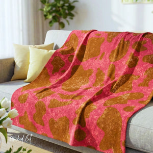 Soft sherpa blanket with 'Brown & Pink Animal Print Decorative Throw' design