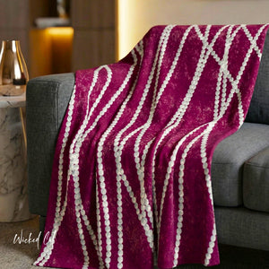 Soft sherpa blanket with 'White & Pink Pearls Decorative Throw' design