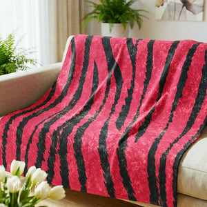 Soft sherpa blanket with 'Pink & Black Tiger Print Decorative Throw' design