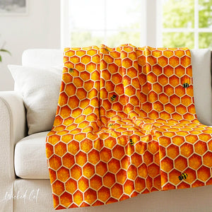 Honeycomb Bees Spring Throw Blanket