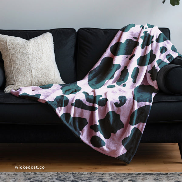 Lilac and Blue Animal Print Decorative Throw Blanket