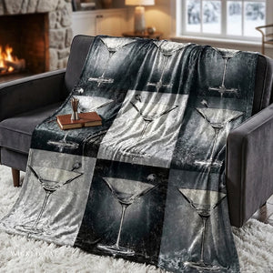 Soft sherpa blanket with 'Black & White Martini Pop Art Decorative Throw' design