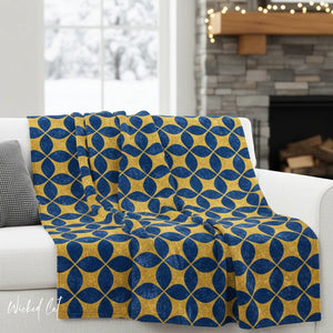 Blue & Yellow Art Deco Decorative Throw Blanket