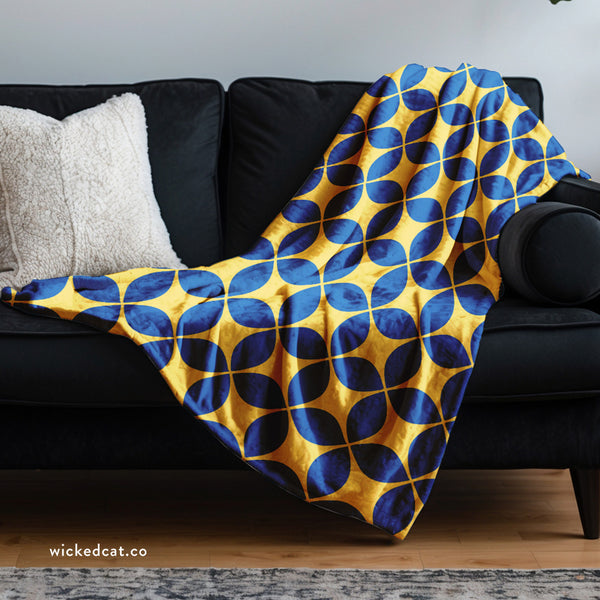 Blue & Yellow Art Deco Decorative Throw Blanket