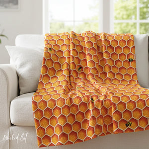 Honeycomb Bees Spring Decor Throw Blanket
