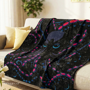 Soft sherpa blanket with 'Octopus Squid Pink & Blue Decorative Throw' design