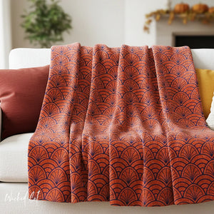 Soft sherpa blanket with 'Art Deco Orange Purple Decorative Throw' design