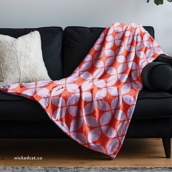 Orange & Lilac Art Deco Decorative Throw Blanket
