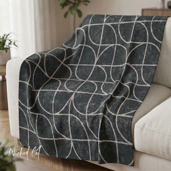 Black & Grey Art Deco Decorative Throw Blanket