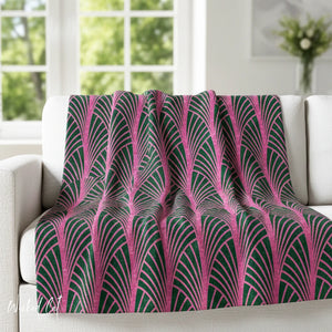 Green & Pink Art Deco Decorative Throw Blanket