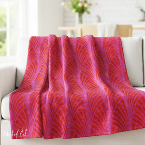Pink & Orange Art Deco Decorative Throw Blanket