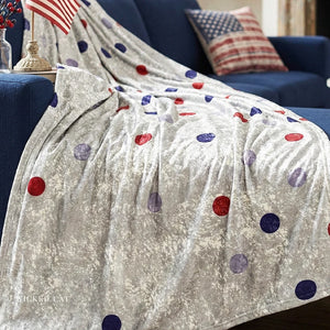 Soft sherpa blanket with 'Patriotic Polka Dots Chic Shimmering Throw' design