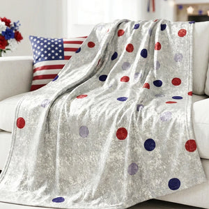 Soft sherpa blanket with 'Patriotic Polka Dots Chic Shimmering Throw' design