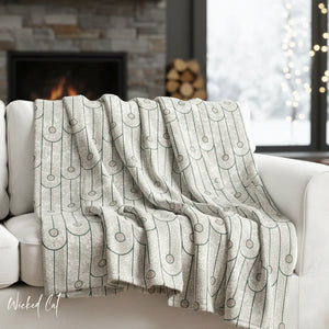 Soft sherpa blanket with 'Green & White Art Deco Decorative Throw' design
