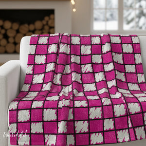 Checkered Pink & White Chic Couch Throw Blanket