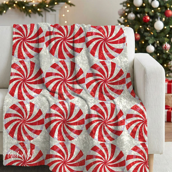Peppermints Festive Christmas Throw Blanket