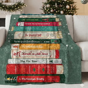 Soft sherpa blanket with 'Christmas Throw Cozy Holiday Decor' design