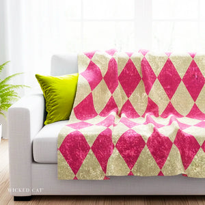Pink & Yellow Harlequin Decorative Throw Blanket