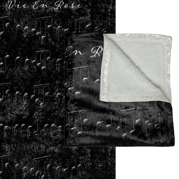La Vie En Rose Sheet Music Shimmering Black Throw Blanket