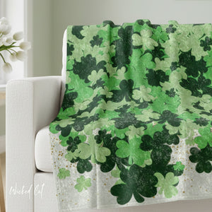 Falling Shamrocks Green Decorative Throw Blanket