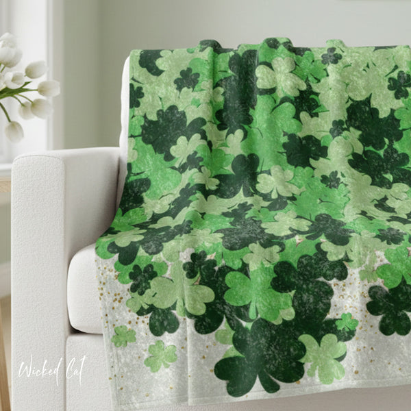 Falling Shamrocks Green Decorative Throw Blanket