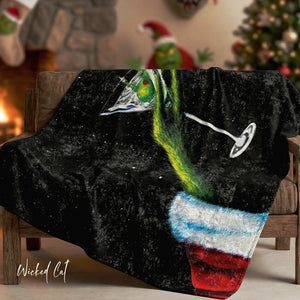 Martini Grinch Throw Soft Decorative Holiday Blanket