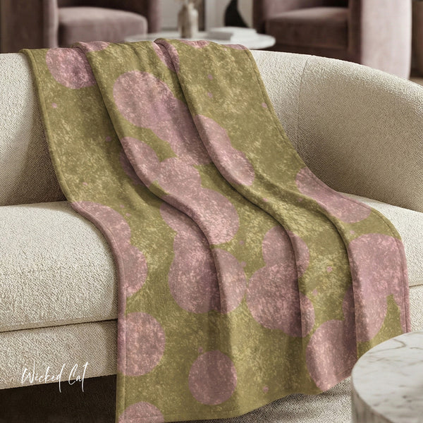 Olive & Pink Polka Dot Decor Throw Blanket