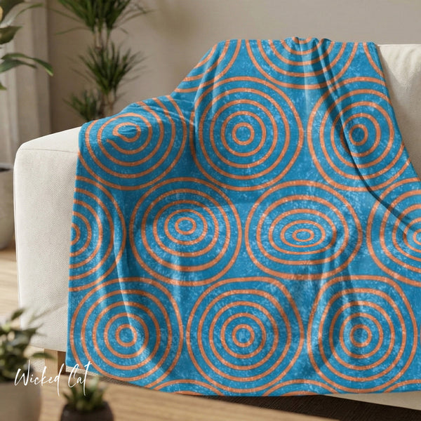 Pastel Blue & Orange Decorative Throw Blanket