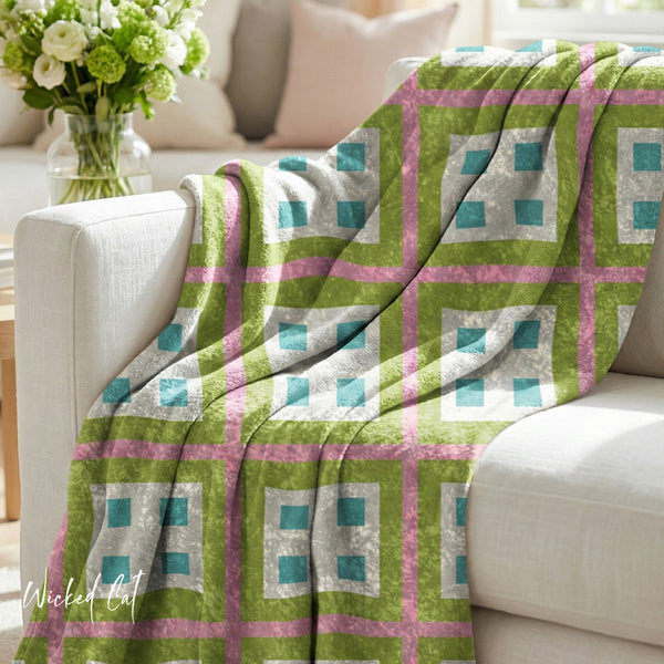 Pastel Pink, Blue, & Green Decorative Throw Blanket