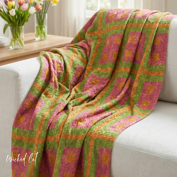 Pastel Orange & Pink Decorative Throw Blanket