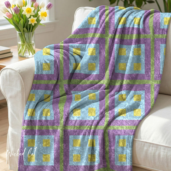 Pastel Purple & Blue Decorative Throw Blanket