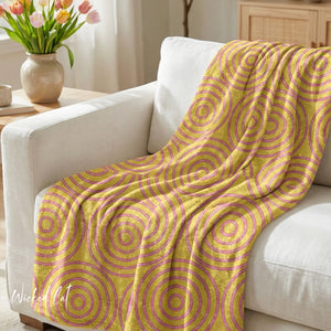 Soft sherpa blanket with 'Pastel Yellow & Pink Decorative Throw' design