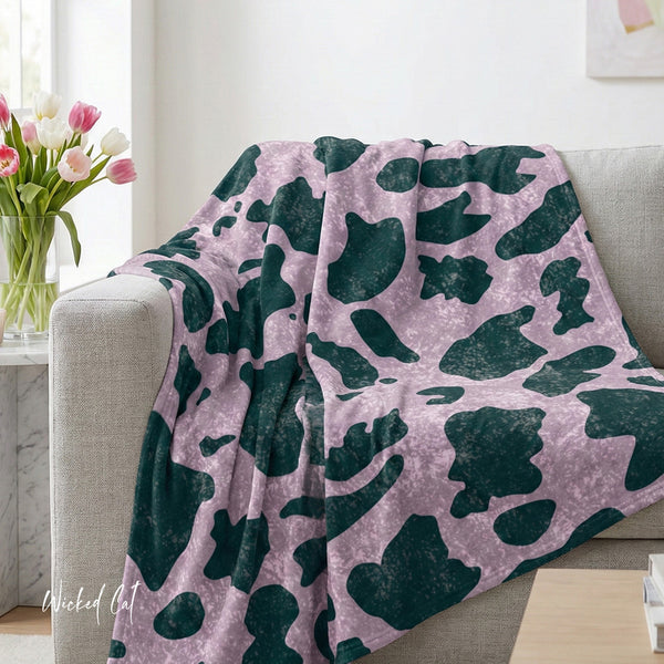 Lilac and Blue Animal Print Decorative Throw Blanket